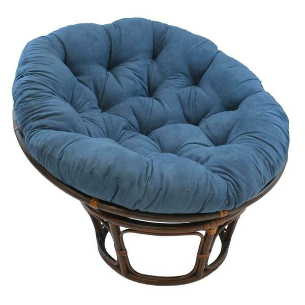 International Caravan 42 in. Rattan Papasan Chair with Micro Suede Cushion, Indigo 3312-MS-IN